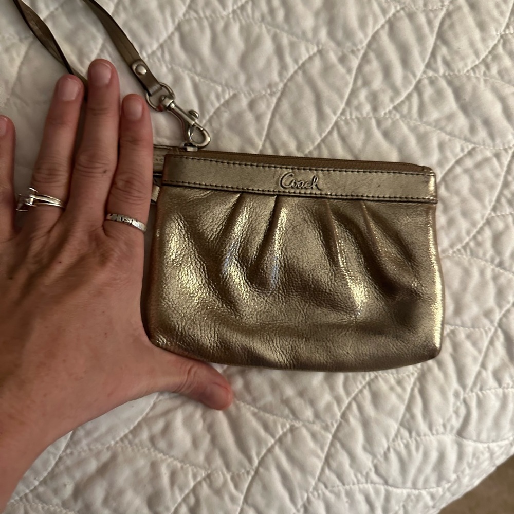 Gold Metallic Coach Wristlet